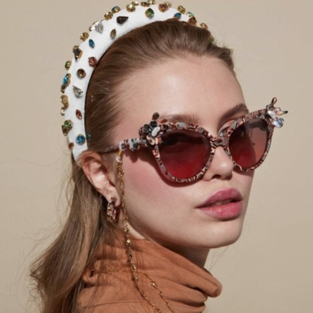 NWT Lele Sadoughi IVORY PADDED CANDY COLOR JEWELED HEADBAND